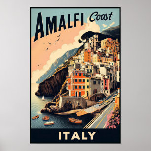 Amalfi-Küste Italien Vintage-Reiseposter Poster