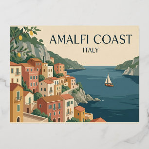 Amalfi-Küste Italien Vintage-Reisepostkarte Folien Feiertagspostkarte