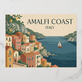 Amalfi-Küste Italien Vintage-Reisepostkarte Folien Feiertagspostkarte