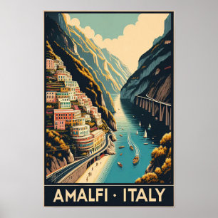 Amalfi Küste Italien Vintage Travel Poster