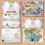Amalfi Küste Italien Wasserfarben Hochzeit in Urla Dreifach Gefaltete Einladung<br><div class="desc">Die atemberaubende Aquarellfarbe Amalfi Küste Italienisches Hochzeitsdesign! Unsere eleganten und zeitlosen Designs sind ideal für Paare, die eine italienische Hochzeit in Urlaubsort planen. Sie bieten atemberaubende Aquarellbilder der atemberaubenden Landschaften und botanischen Elemente der Amalfiküste. Unsere Aquarellbilder werden durch die natürliche Schönheit der Amalfiküste inspiriert, die ihren Charme und ihre Romantik...</div>