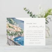 Amalfi Küste Italien Wasserfarbenwelt Hochzeit Dankeskarte (Stehend Vorderseite)
