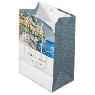 Amalfi Küste Italien Wasserfarbenwelt Hochzeit Mittlere Geschenktüte