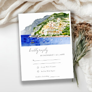 Amalfi Küste Italien Wasserfarbenwelt Hochzeit RSVP Karte