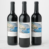Amalfi Küste Italien Wasserfarbenwelt Hochzeit Weinetikett (Flaschen)