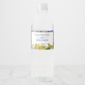 Amalfi Küste Italienisch Blue Tiles Lemons Wedding Wasserflaschenetikett (Vorderseite)