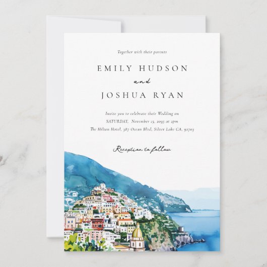 Amalfi Küste Italienische Hochzeit Einladung (Vorderseite)