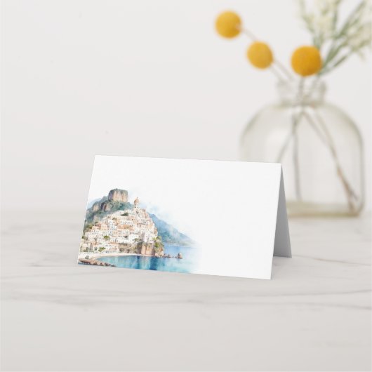 Amalfi Küste Italienische Hochzeit Platzkarte (Vorderseite)