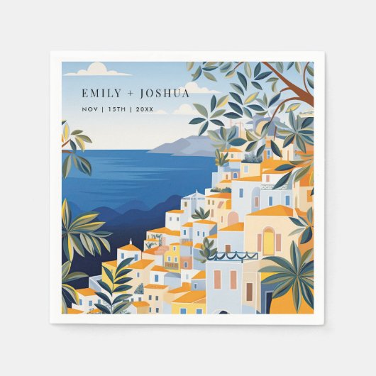 Amalfi Küste Italienische Hochzeit Serviette (Vorderseite)