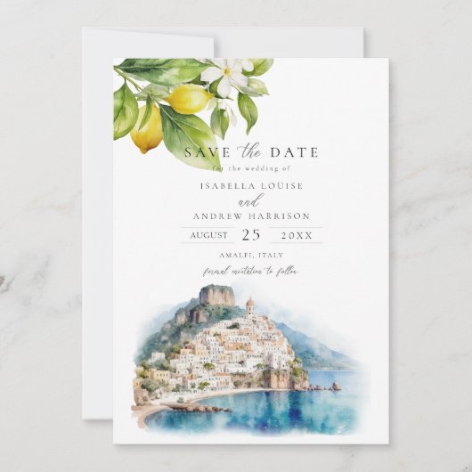 Amalfi Küste Italienische Hochzeit speichern das D Einladung (Vorderseite)