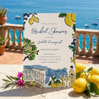 Amalfi-Küste Italienische Zitronen-Brautjungfer-Ei Einladung