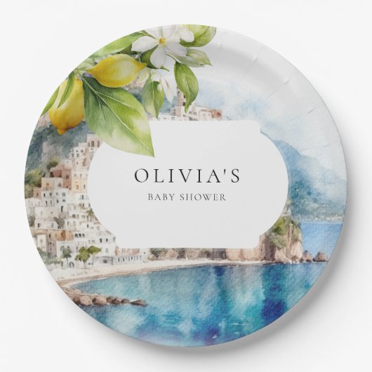 Amalfi Küste Italienischer Lemon Mittelmeer Party Pappteller (Vorderseite)