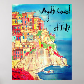 Amalfi-Küste Italiens 11" X 14" Poster