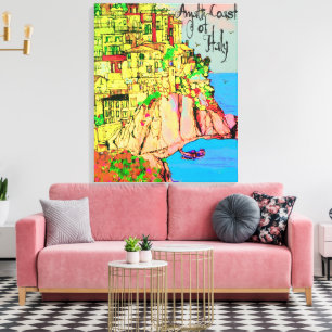 Amalfi-Küste Italiens am Mittelmeer Text Leinwanddruck