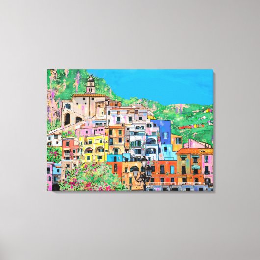Amalfi Küste Italiens Traditionelle digitale Kunst Leinwanddruck (Vorderseite)