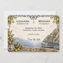 Amalfi-Küste | Mediterrane italienische Fliesenhoc Save The Date