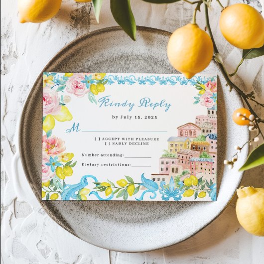 Amalfi Küste Mittelmeer Hochzeit RSVP Karte