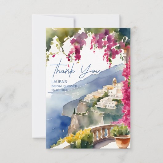 Amalfi Küste Mittelmeer Italienisches Brautparty Dankeskarte (Vorderseite)