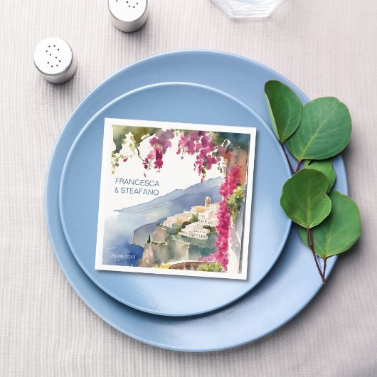 Amalfi Küste Mittelmeer-Monografie gedruckt Serviette