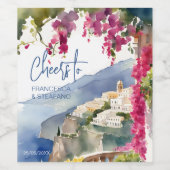 Amalfi Küste Mittelmeer-Monografie gedruckt Weinetikett (Einzelnes Label)