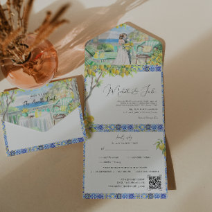 Amalfi-Küste   Mittelmeerfliesen-Hochzeit All In One Einladung