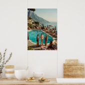 Amalfi-Küste Poolside-Paradies – Mittelmeer-Sommer Poster (Küche)