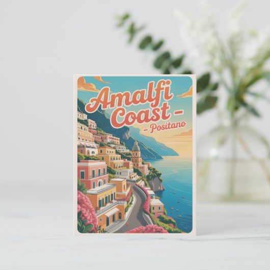 Amalfi Küste Positano Vintag Postkarte (Stehend Vorderseite)