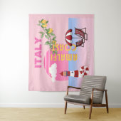 Amalfi Küste, Preppy Travel, Rosa Wandteppich (Beispiel)