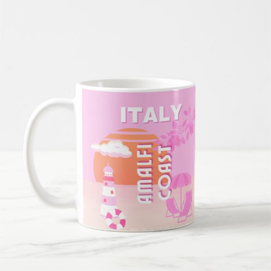 Amalfi Küste, Reisekunst, Preppy Travel, Rosa Kaffeetasse (Links)