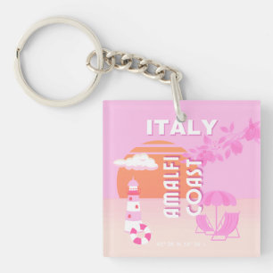 Amalfi Küste, Reisekunst, Preppy Travel, Rosa Schlüsselanhänger