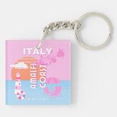 Amalfi Küste Reisen Kunst, Preppy Travel, Rosa Schlüsselanhänger (Rückseite)
