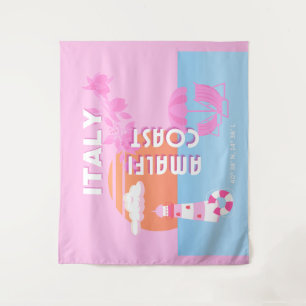 Amalfi Küste Reisen Kunst, Preppy Travel, Rosa Wandteppich