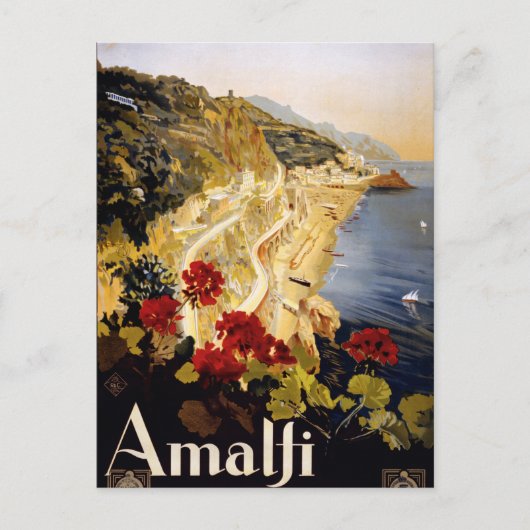 Amalfi Küste Retro Italien Europa Vintage Postkarte (Vorderseite)