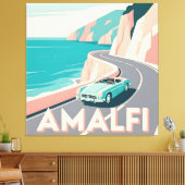 Amalfi Küste Retro Reisen : Vector Art Square Leinwanddruck (Insitu (Wohnzimmer))