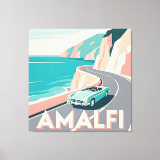 Amalfi Küste Retro Reisen : Vector Art Square Leinwanddruck