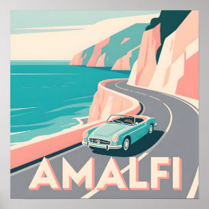 Amalfi Küste Retro Reisen : Vector Art Square Poster