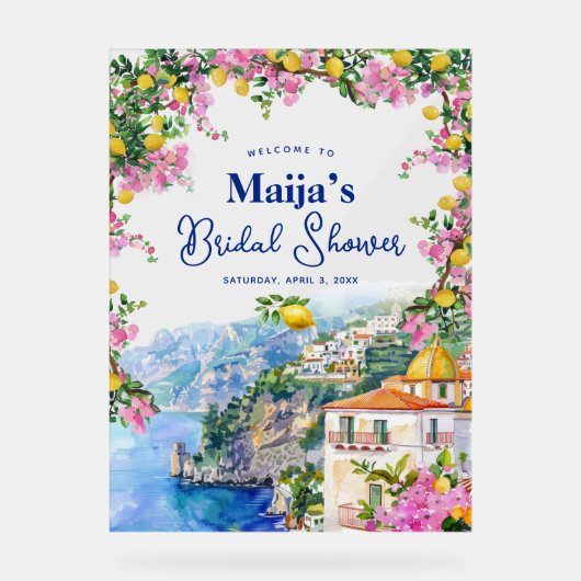 Amalfi Küste Rosa Zitronen Brautparty Acrylschild (Vorderseite)