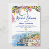Amalfi Küste Rosa Zitronen Brautparty Einladung (Vorderseite)