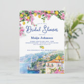 Amalfi Küste Rosa Zitronen Brautparty Einladung (Stehend Vorderseite)