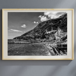 Amalfi-Küste Schwarz-Weiß-Fotografieposter Poster