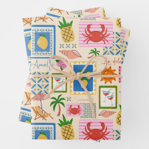 Amalfi-Küste Sommer Mittelmeer-Muster  Geschenkpapier Set