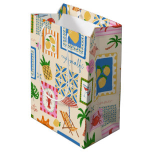 Amalfi-Küste Sommer Mittelmeer-Muster Mittlere Geschenktüte