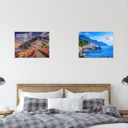 Amalfi Küste und Positano Italien Reiseplakat Bilderwand Sets (Schlafzimmer)