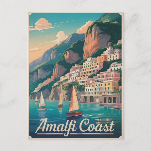 Amalfi Küste Vintag Postkarte (Vorderseite)