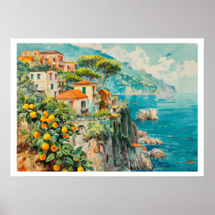 Amalfi-Küste Vintage-Reise Poster