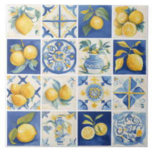 Amalfi Küste Wasserfarbe Mittelmeerlemon Fliese