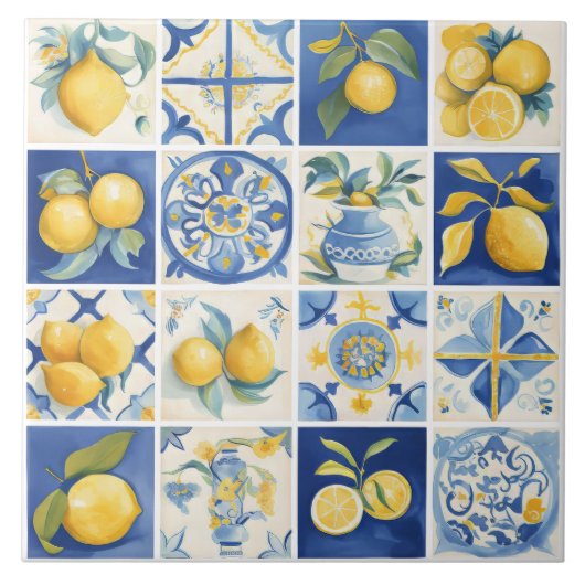 Amalfi Küste Wasserfarbe Mittelmeerlemon Fliese (Vorderseite)