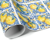 Amalfi Küste Wasserfarbe Mittelmeerlemon Geschenkpapier (Rolleneckpunkt)