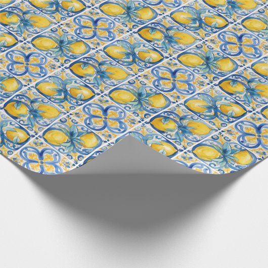 Amalfi Küste Wasserfarbe Mittelmeerlemon Geschenkpapier (Ecke)