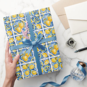 Amalfi Küste Wasserfarbe Mittelmeerlemon Geschenkpapier